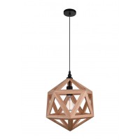 1 Light Pendant With Black & Wood Finish