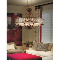 6 Light Drum Shade Chandelier With Brushed Chocolate Finish