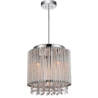 3 Light Drum Shade Mini Pendant With Chrome Finish