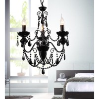 3 Light Up Chandelier With Black Finish