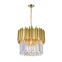 4 Light Down Chandelier With Medallion Gold Finish