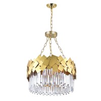 6 Light Down Chandelier With Medallion Gold Finish