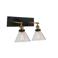 2 Light Wall Sconce With Black & Gold Brass Finish