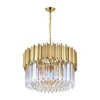 7 Light Down Chandelier With Medallion Gold Finish