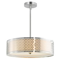 5 Light Drum Shade Chandelier With Satin Nickel Finish