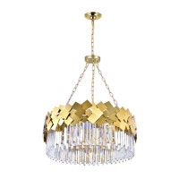 8 Light Down Chandelier With Medallion Gold Finish