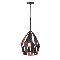 1 Light Down Pendant With Black+Copper Finish