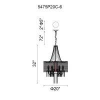 6 Light Drum Shade Chandelier With Chrome Finish