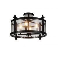 4 Light Cage Flush Mount With Black Finish