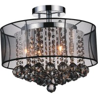 6 Light Drum Shade Flush Mount With Chrome Finish