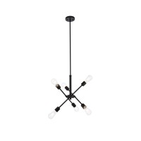 Axel 6 Lights Black Pendant With Hanging Rod