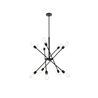 Axel 10 Lights Black Pendant With Hanging Rod