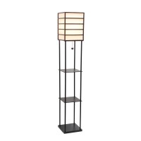 Elegant Designs 1 Light Metal Etagere Floor Lamp, Dark Wood