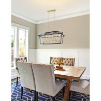 6 Light Island/Pool Table Chandelier With Satin Gold & Black Finish