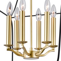 6 Light Chandelier With Satin Gold & Black Finish