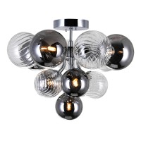 6 Light Flush Mount With Chrome Finish