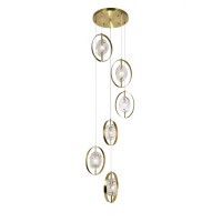 6 Light Pendant With Brass Finish