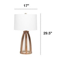 Alltherages Lalia Home Wooded Arch Farmhouse Table Lamp With White Fabric Shade - Old Wood