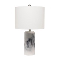 Lalia Home Modern Marbleized Table Lamp With White Fabric Shade - White