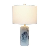 Lalia Home Modern Marbleized Table Lamp With White Fabric Shade - White