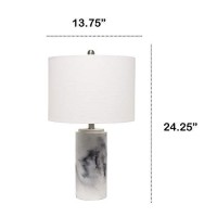 Lalia Home Modern Marbleized Table Lamp With White Fabric Shade - White