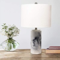 Lalia Home Modern Marbleized Table Lamp With White Fabric Shade - White