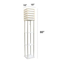 Lalia Home 1 Light Metal Etagere Floor Lamp With Storage Shelves And Linen Shade - Light Wood