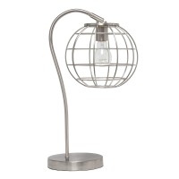 Lalia Home Decorative Arched Metal Cage Table Lamp, Brushed Nickel