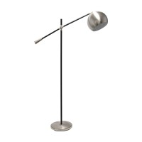 Lalia Home Decorative Black Matte Swivel Floor Lamp With Inner White Dome Shade, Brushed Nickel