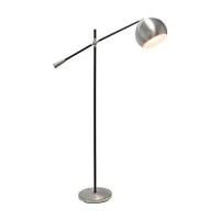 Lalia Home Decorative Black Matte Swivel Floor Lamp With Inner White Dome Shade, Brushed Nickel