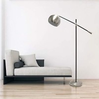 Lalia Home Decorative Black Matte Swivel Floor Lamp With Inner White Dome Shade, Brushed Nickel