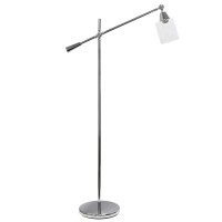 Lalia Home Decorative Swing Arm Floor Lamp With Clear Glass Cylindrical Shade, Chrome