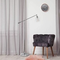 Lalia Home Decorative Swing Arm Floor Lamp With Clear Glass Cylindrical Shade, Chrome