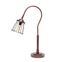 Lalia Home Decorative Rustic Caged Shade Table Lamp, Red Bronze