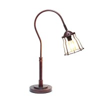 Lalia Home Decorative Rustic Caged Shade Table Lamp, Red Bronze