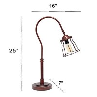 Lalia Home Decorative Rustic Caged Shade Table Lamp, Red Bronze