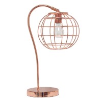 Lalia Home Decorative Arched Metal Cage Table Lamp, Rose Gold