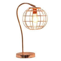 Lalia Home Decorative Arched Metal Cage Table Lamp, Rose Gold