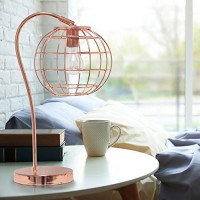 Lalia Home Decorative Arched Metal Cage Table Lamp, Rose Gold