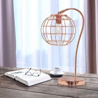 Lalia Home Decorative Arched Metal Cage Table Lamp, Rose Gold