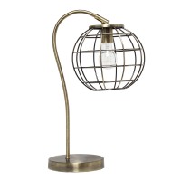 Lalia Home Decorative Arched Metal Cage Table Lamp, Antique Brass