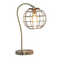 Lalia Home Decorative Arched Metal Cage Table Lamp, Antique Brass