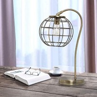 Lalia Home Decorative Arched Metal Cage Table Lamp, Antique Brass