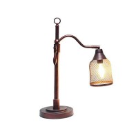 Lalia Home Decorative Vintage Arched Table Lamp With Iron Mesh Shade, Red Bronze