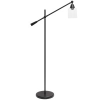 Lalia Home Decorative Swing Arm Floor Lamp With Clear Glass Cylindrical Shade Black