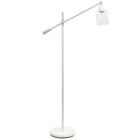 Lalia Home Decorative Swing Arm Floor Lamp With Clear Glass Cylindrical Shade, White