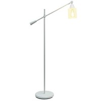 Lalia Home Decorative Swing Arm Floor Lamp With Clear Glass Cylindrical Shade, White