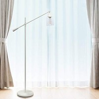 Lalia Home Decorative Swing Arm Floor Lamp With Clear Glass Cylindrical Shade, White