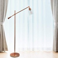 Lalia Home Decorative Swing Arm Floor Lamp With Clear Glass Cylindrical Shade, Rose Gold