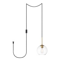 Baxter 1 Light Brass Plug-In Pendant With Clear Glass